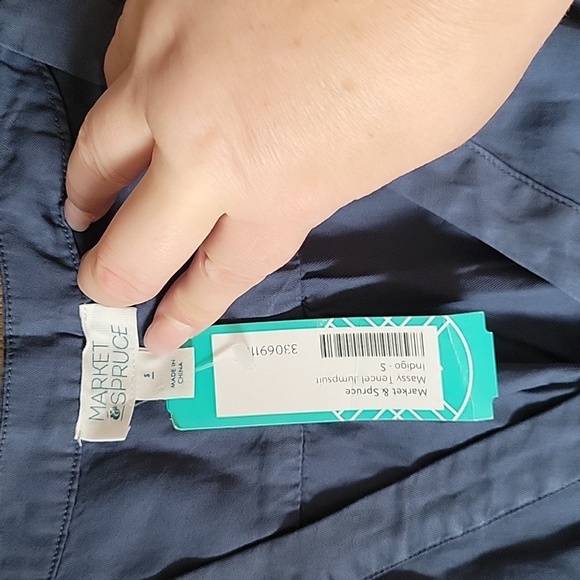 NWT Market & Spruce Blue Sleevless Button Up Jumpsuit Size Small New - Picture 2 of 5